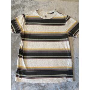 Volcom Mens Medium Retro Striped Shirt 80s Skate Surf Streetwear Tee